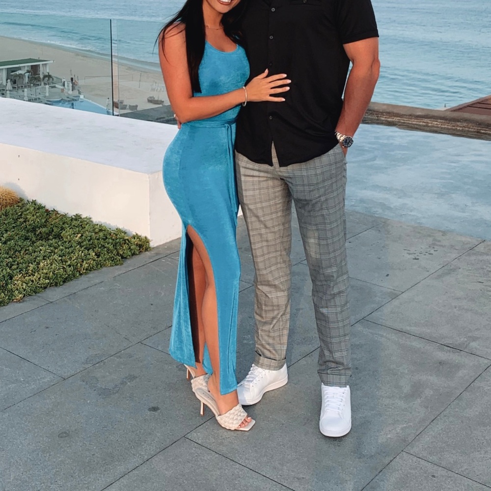 Blue body con dress